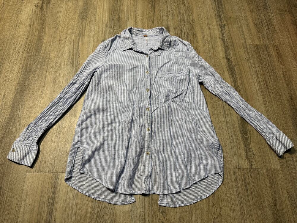 Free People Women's Cotton Lightweight Long-Sleeve Button-Down Shirt
